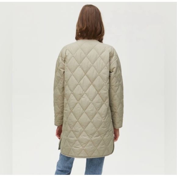 Michael Stars Sonnet Snap-Front Quilted Coat Light Olive Size 1X - Picture 3 of 11